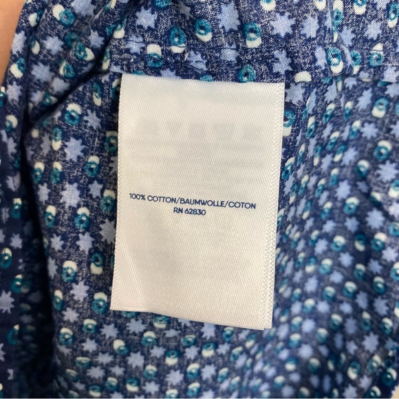 Lands' End Womens Blouse Blue Floral Print Cotton Poplin Peasant Long Sleeves XL - Picture 6 of 8